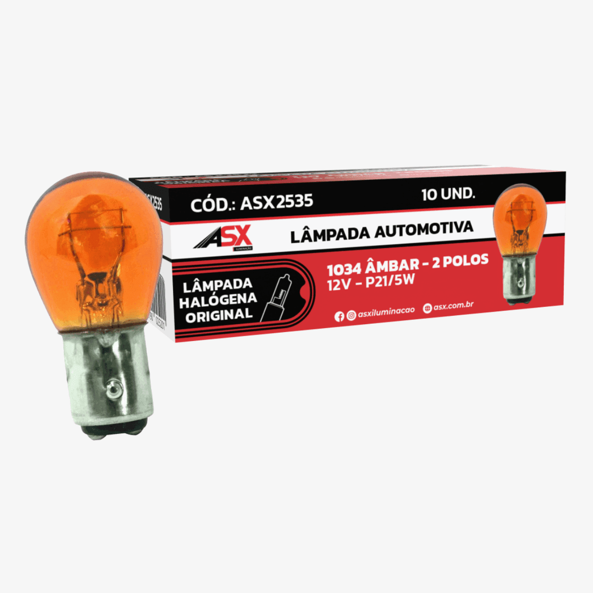 LÂMPADA 1034 ÂMBAR P21/5W - 2 POLOS