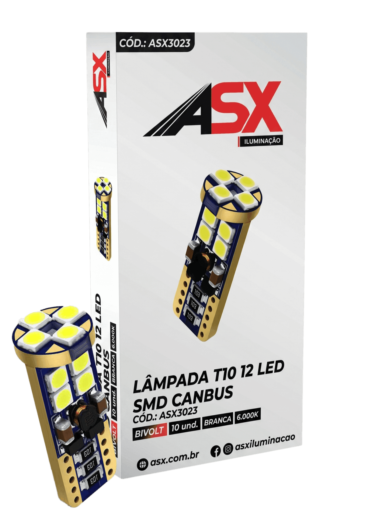 LÂMPADA T10 12 LED CANBUS