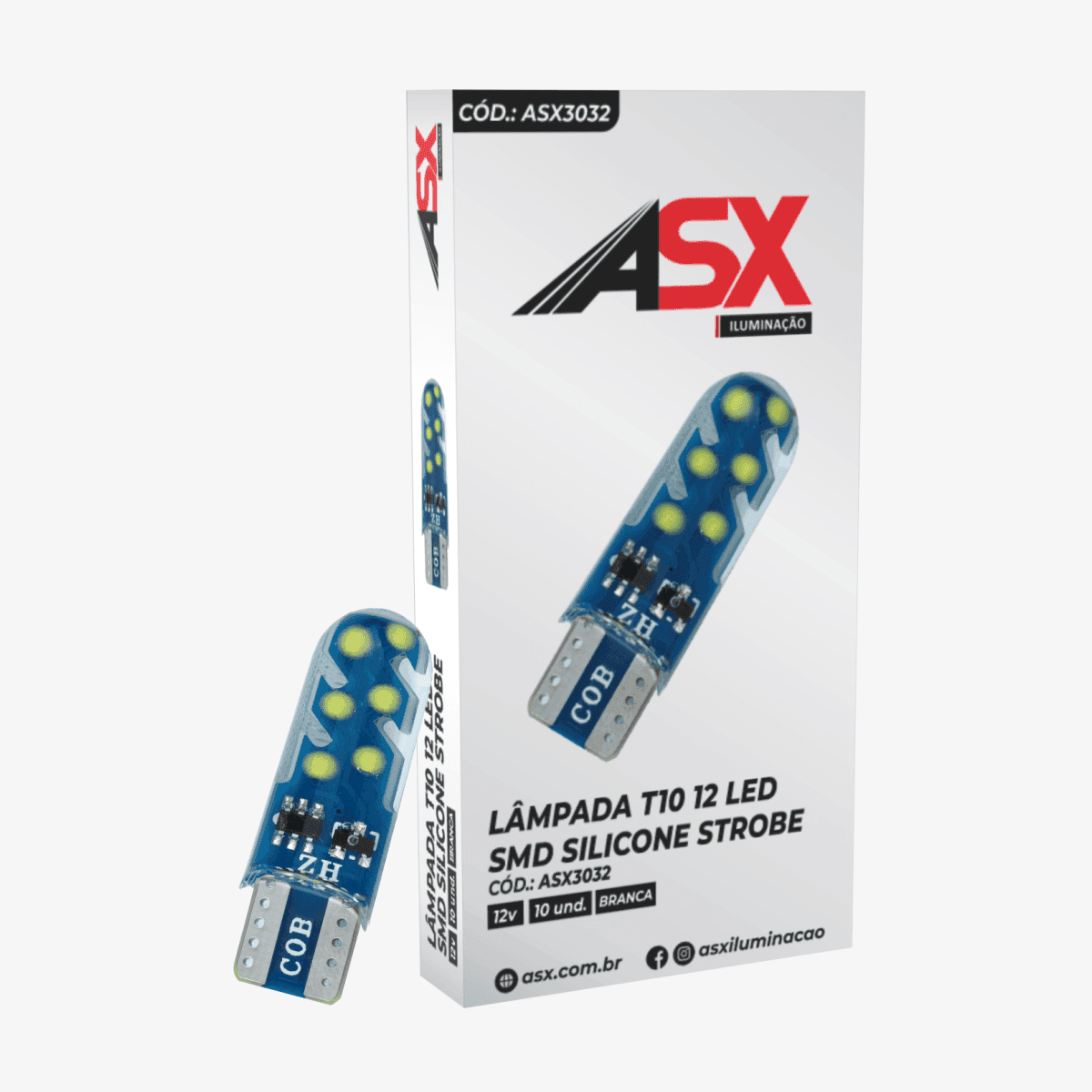 LÂMPADA T10 12 LED SILICONE STROBE