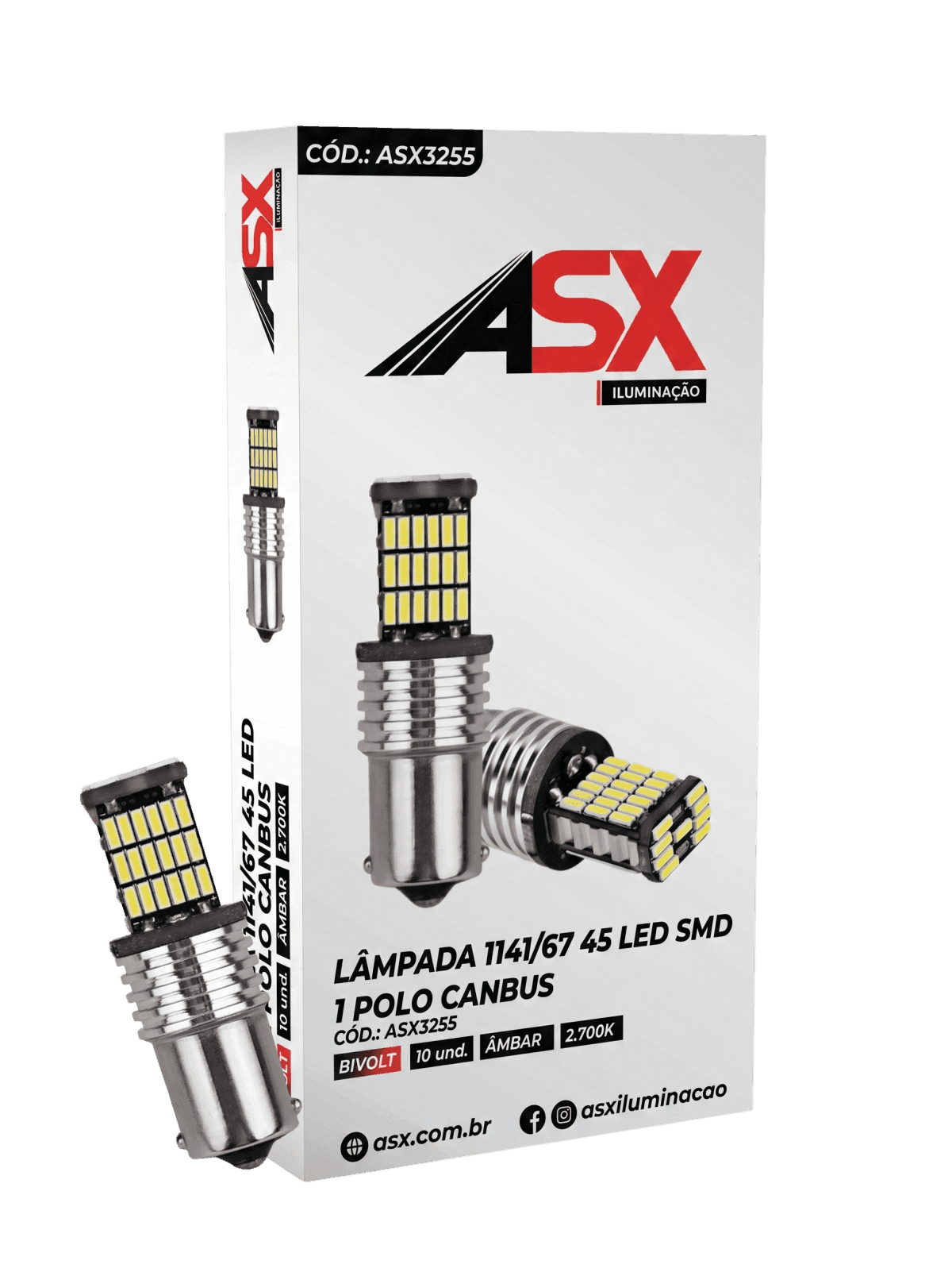 LÂMPADA 1147/67 45 LED CANBUS - 1 POLO ÂMBAR