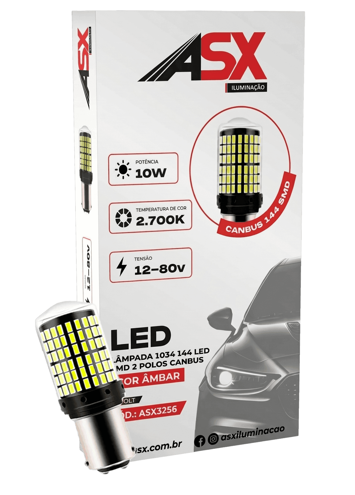 LÂMPADA 1034 144 LED CANBUS - 2 POLOS ÂMBAR