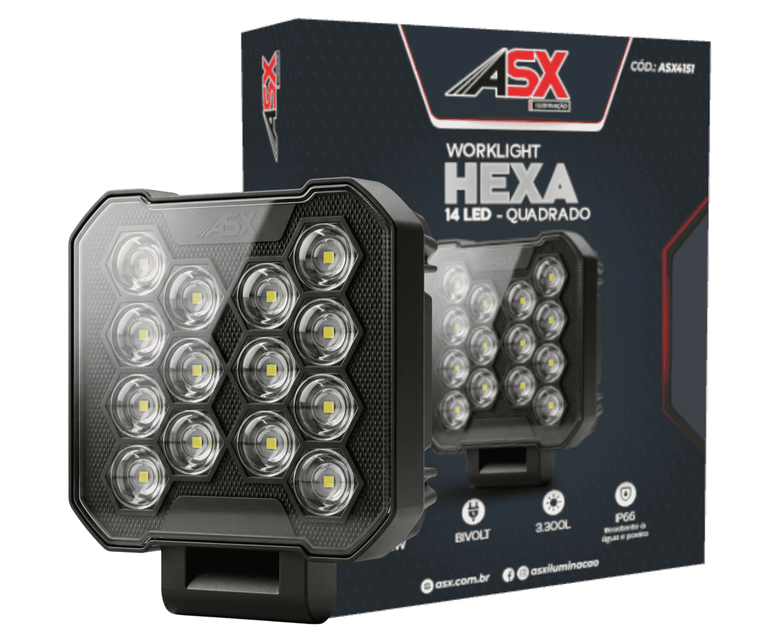 WORKLIGHT HEXA 14 LED - QUADRADO