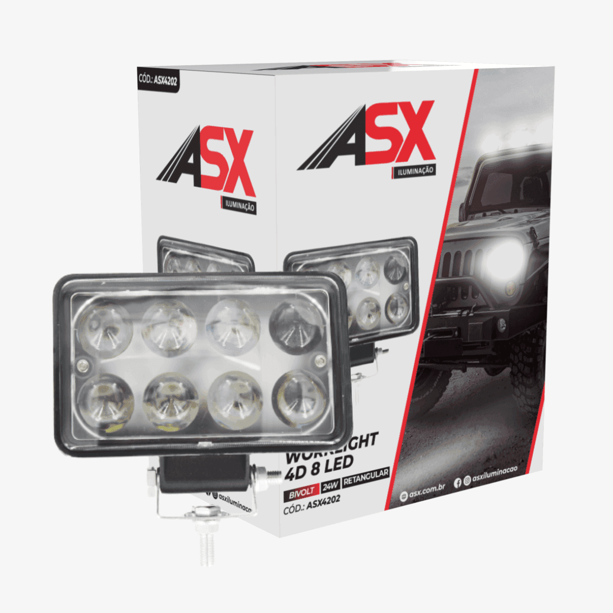 WORKLIGHT 4D 8 LED RETANGULAR