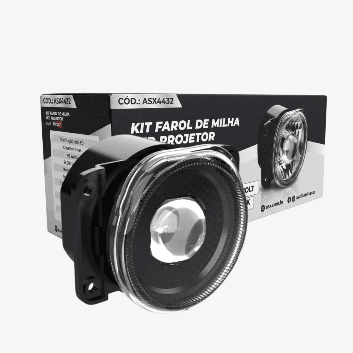 KIT FAROL DE MILHA LED PROJETOR FIAT ASX