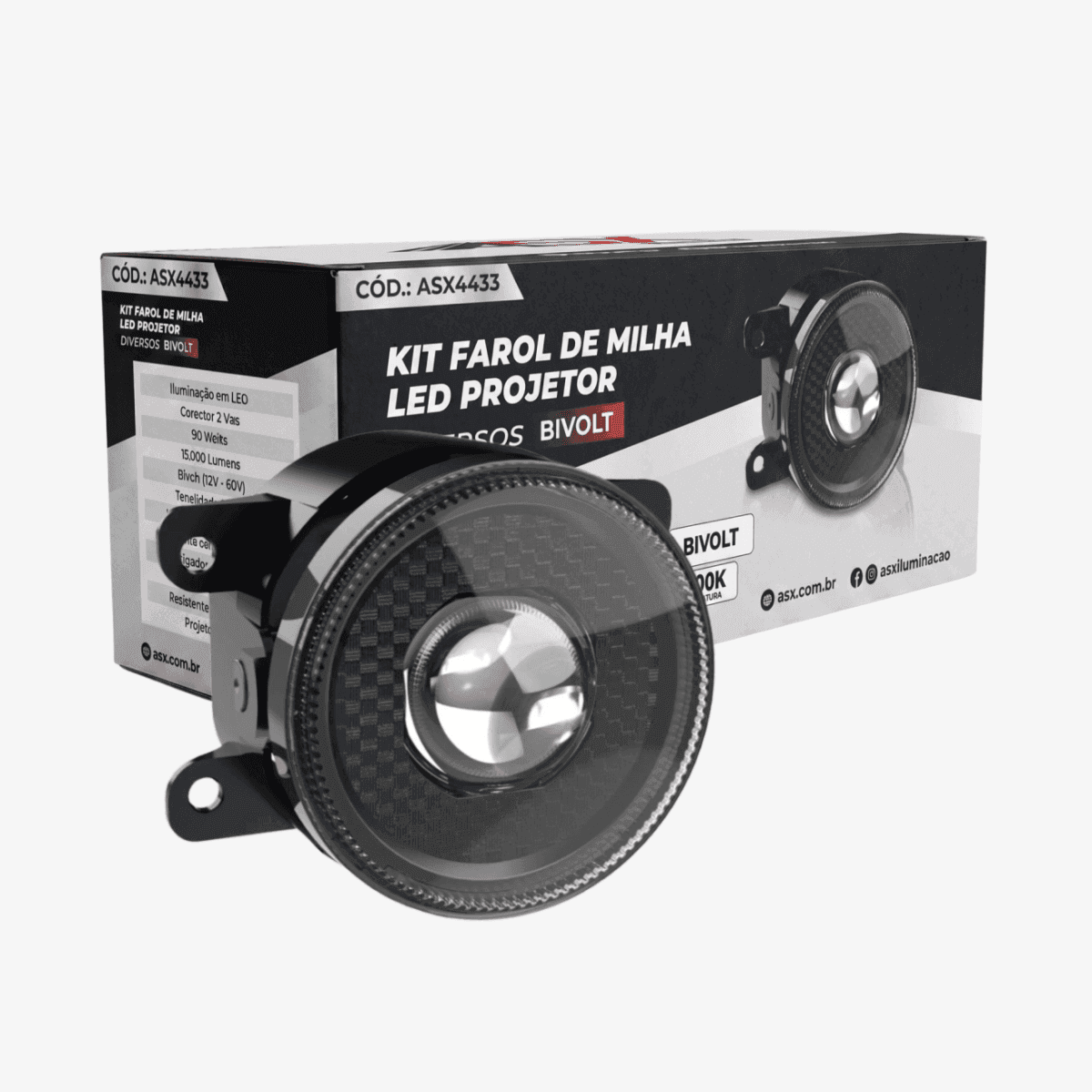 KIT FAROL DE MILHA LED PROJETOR DIVERSOS ASX