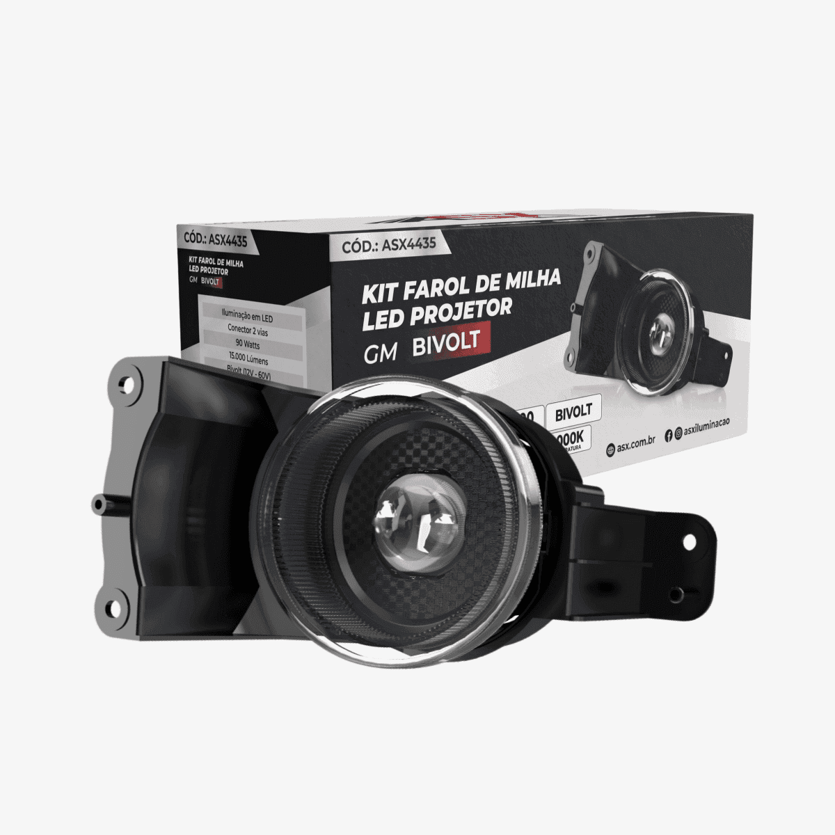 KIT FAROL DE MILHA LED PROJETOR GM ASX